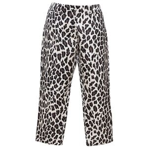 MSGM Animal Print Pants Straight Leg  Silk Wool Cream Black Brown Sz 44